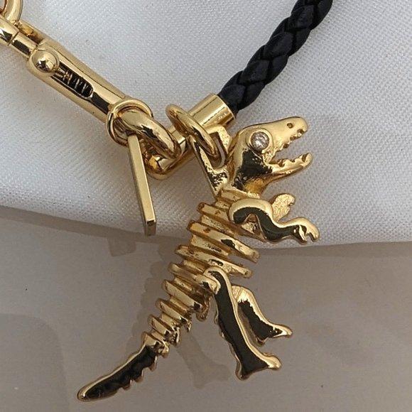 Coach BRAIDED CHARM FRIENDSHIP BRACELET Leather Rexy Dinosaur Gold Black 67043 - Picture 6 of 7